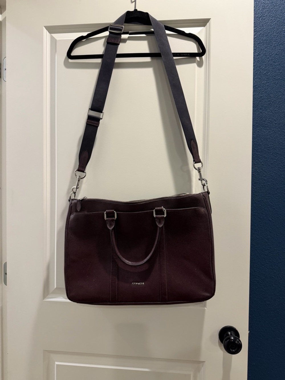 Coach Pebble Leather laptop bag in Burgundy